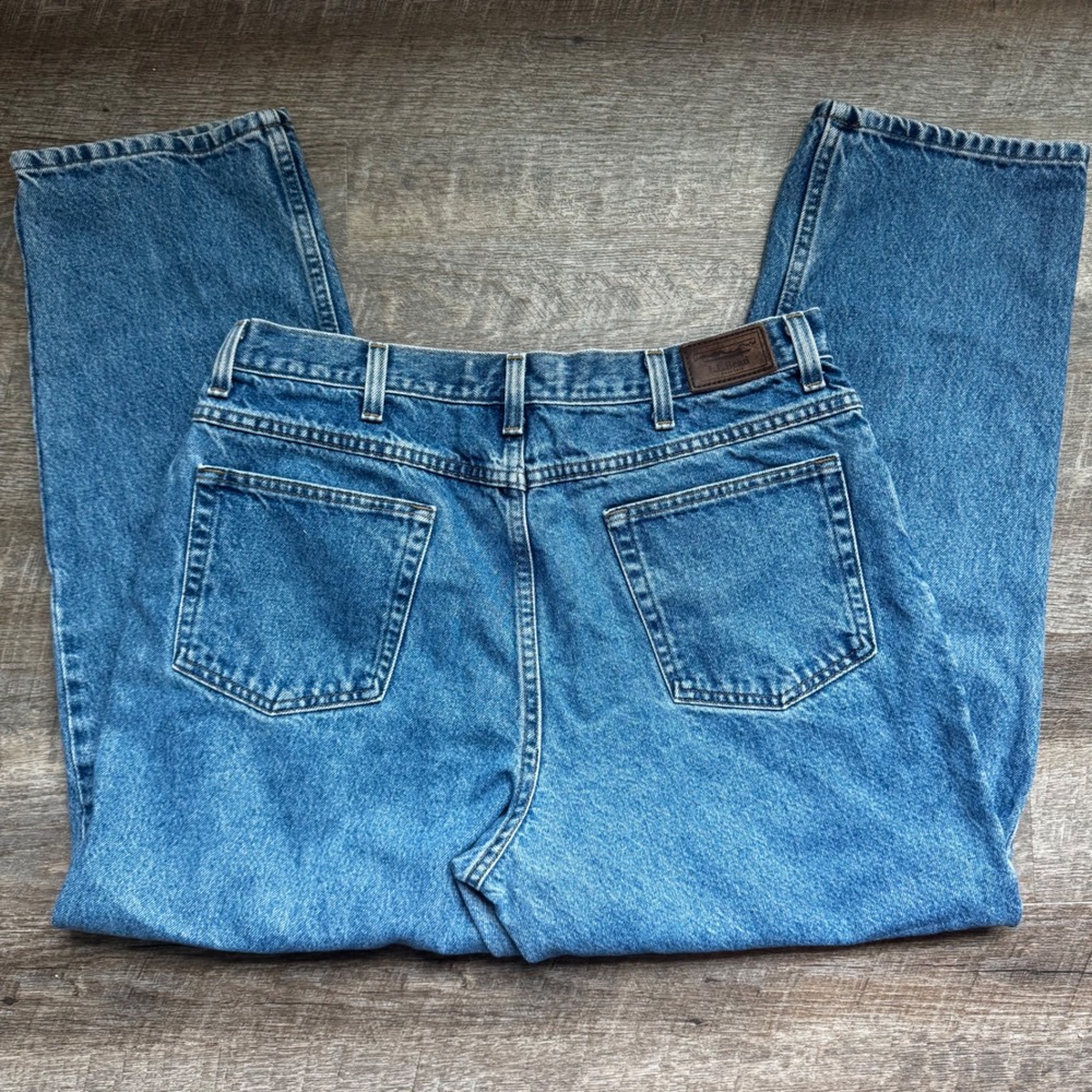 L.L. Bean Double L Relaxed Fit Jeans 35x28 Blue Denim‎ 100% Cotton Durable